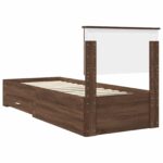 vidaXL Rám postele Hnedý dub a striebro 75 x 190 cm Kompozitné drevo – Obrázok 9