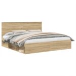 vidaXL Rám postele Sonoma 200 x 200 cm Masívne borovicové drevo – Obrázok 2