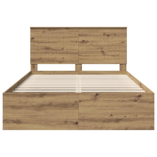 vidaXL Rám postele s čelnou doskou Remeselnícky dub 135 x 190 cm – Obrázok 7