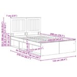 vidaXL Rám postele Dymová dub 120 x 200 cm Masívne borovicové drevo – Obrázok 13