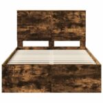 vidaXL Rám postele Dymová dub 120 x 200 cm Masívne borovicové drevo – Obrázok 7