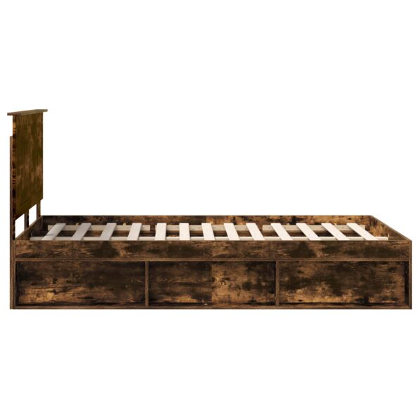 vidaXL Rám postele Dymová dub 120 x 200 cm Masívne borovicové drevo – Obrázok 8