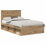 vidaXL Rám postele s čelnou doskou Remeselnícky dub 120 x 190 cm – Obrázok 2