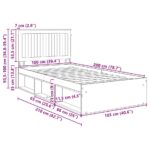 vidaXL Rám postele Dymová dub 100 x 200 cm Masívne borovicové drevo – Obrázok 13