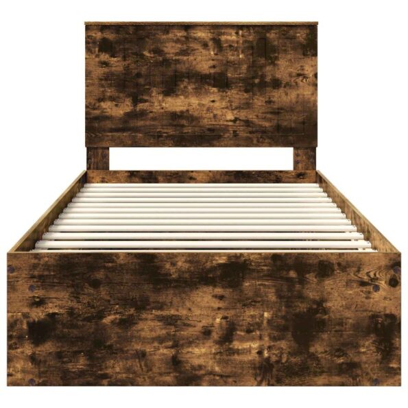 vidaXL Rám postele Dymová dub 100 x 200 cm Masívne borovicové drevo – Obrázok 7