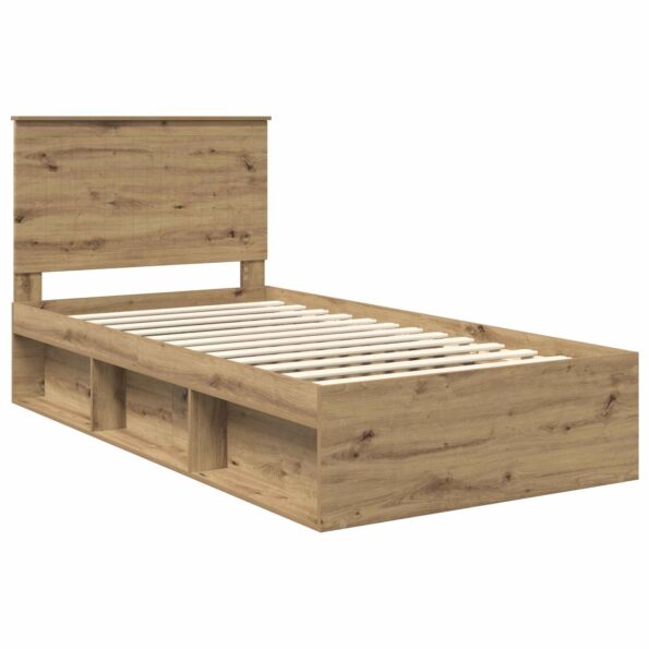 vidaXL Rám postele s čelnou doskou Remeselnícky dub 100 x 200 cm – Obrázok 4