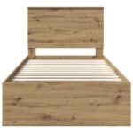 vidaXL Rám postele s čelnou doskou Remeselnícky dub 100 x 200 cm – Obrázok 7