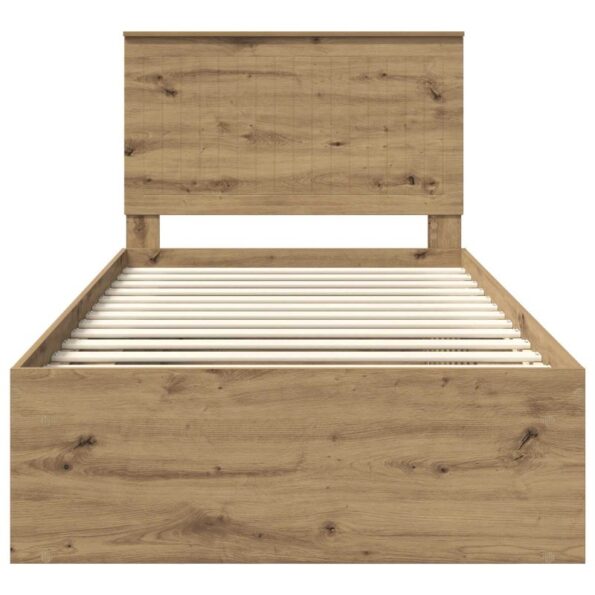 vidaXL Rám postele s čelnou doskou Remeselnícky dub 100 x 200 cm – Obrázok 7