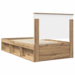 vidaXL Rám postele s čelnou doskou Remeselnícky dub 100 x 200 cm – Obrázok 9