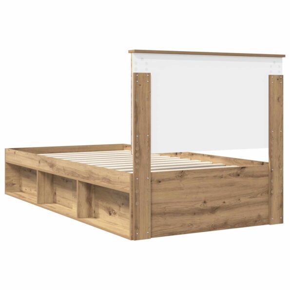 vidaXL Rám postele s čelnou doskou Remeselnícky dub 100 x 200 cm – Obrázok 9