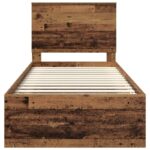 vidaXL Rám postele Staré drevo 90 x 200 cm Masívne borovicové drevo – Obrázok 7