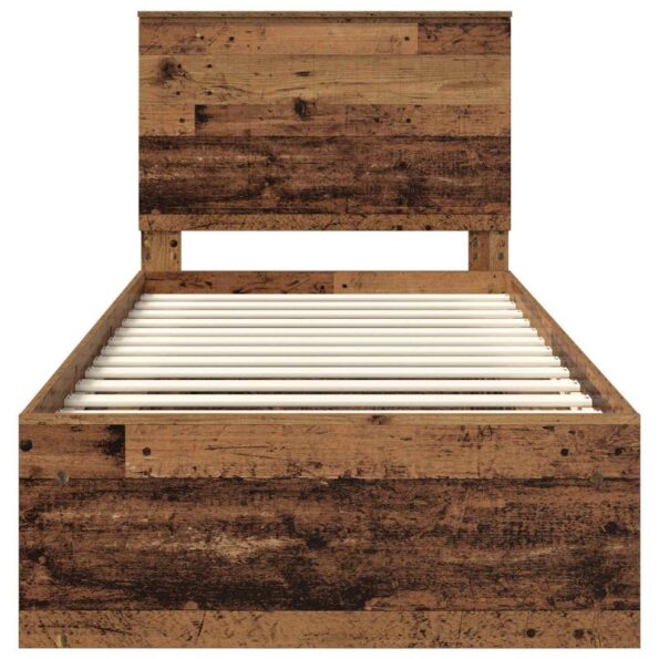 vidaXL Rám postele Staré drevo 90 x 200 cm Masívne borovicové drevo – Obrázok 7