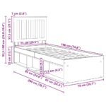vidaXL Rám postele Dymová dub 75 x 190 cm Masívne borovicové drevo – Obrázok 13