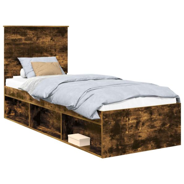 vidaXL Rám postele Dymová dub 75 x 190 cm Masívne borovicové drevo – Obrázok 2