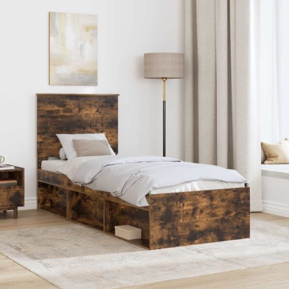 vidaXL Rám postele Dymová dub 75 x 190 cm Masívne borovicové drevo – Obrázok 3