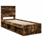 vidaXL Rám postele Dymová dub 75 x 190 cm Masívne borovicové drevo – Obrázok 4
