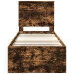 vidaXL Rám postele Dymová dub 75 x 190 cm Masívne borovicové drevo – Obrázok 7