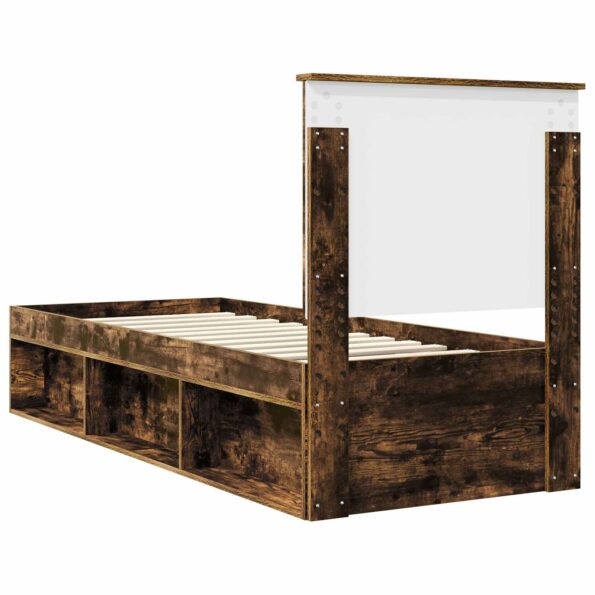 vidaXL Rám postele Dymová dub 75 x 190 cm Masívne borovicové drevo – Obrázok 9
