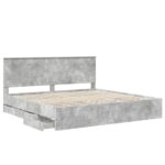 vidaXL Rám postele Betónová šedá 200 x 200 cm Inžinierske drevo – Obrázok 2