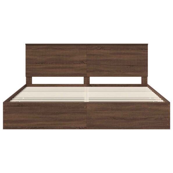 vidaXL Rám postele Hnedý dub 200 x 200 cm Inžinierske drevo – Obrázok 8