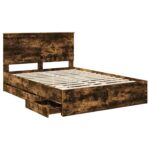 vidaXL Rám postele Dymová dub 135 x 190 cm Inžinierske drevo – Obrázok 5