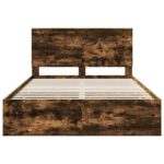 vidaXL Rám postele Dymová dub 135 x 190 cm Inžinierske drevo – Obrázok 8