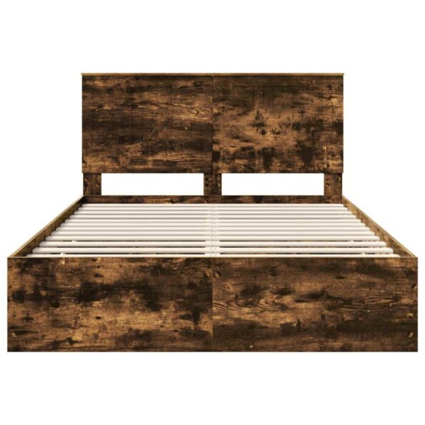 vidaXL Rám postele Dymová dub 135 x 190 cm Inžinierske drevo – Obrázok 8