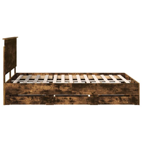 vidaXL Rám postele Dymová dub 135 x 190 cm Inžinierske drevo – Obrázok 9