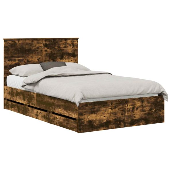 vidaXL Rám postele Dymová dub 120 x 190 cm Inžinierske drevo – Obrázok 2