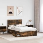 vidaXL Rám postele Dymová dub 120 x 190 cm Inžinierske drevo – Obrázok 3