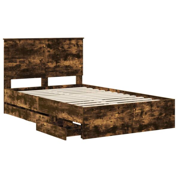 vidaXL Rám postele Dymová dub 120 x 190 cm Inžinierske drevo – Obrázok 5