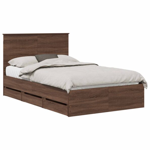 vidaXL Rám postele Hnedý dub 120 x 190 cm Inžinierske drevo – Obrázok 2