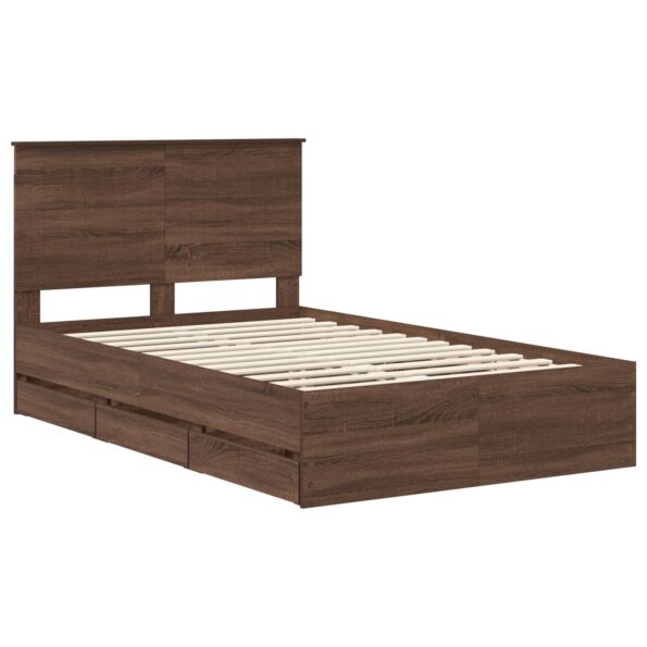 vidaXL Rám postele Hnedý dub 120 x 190 cm Inžinierske drevo – Obrázok 4