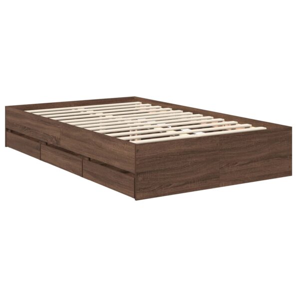 vidaXL Rám postele Hnedý dub 120 x 190 cm Inžinierske drevo – Obrázok 6