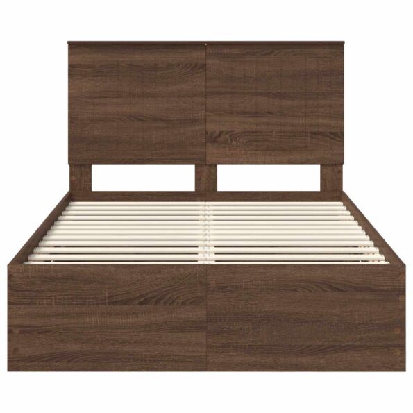 vidaXL Rám postele Hnedý dub 120 x 190 cm Inžinierske drevo – Obrázok 8