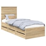 vidaXL Rám postele Sonoma dub 75 x 190 cm Inžinierske drevo – Obrázok 2