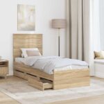 vidaXL Rám postele Sonoma dub 75 x 190 cm Inžinierske drevo – Obrázok 3