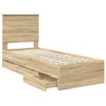 vidaXL Rám postele Sonoma dub 75 x 190 cm Inžinierske drevo – Obrázok 5