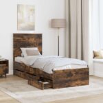 vidaXL Rám postele Dymová dub 75 x 190 cm Inžinierske drevo – Obrázok 3