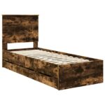 vidaXL Rám postele Dymová dub 75 x 190 cm Inžinierske drevo – Obrázok 4