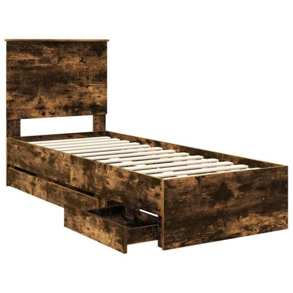 vidaXL Rám postele Dymová dub 75 x 190 cm Inžinierske drevo – Obrázok 5