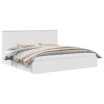 vidaXL Úložná posteľ so zásuvkou Biela 200 x 200 cm Kompozitné drevo – Obrázok 2