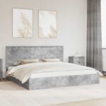 vidaXL Úložná posteľ Betónová šedá 200 x 200 cm Kompozitné drevo