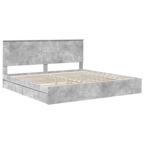 vidaXL Úložná posteľ Betónová šedá 200 x 200 cm Kompozitné drevo – Obrázok 4
