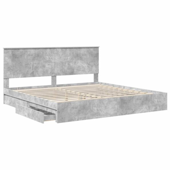 vidaXL Úložná posteľ Betónová šedá 200 x 200 cm Kompozitné drevo – Obrázok 5