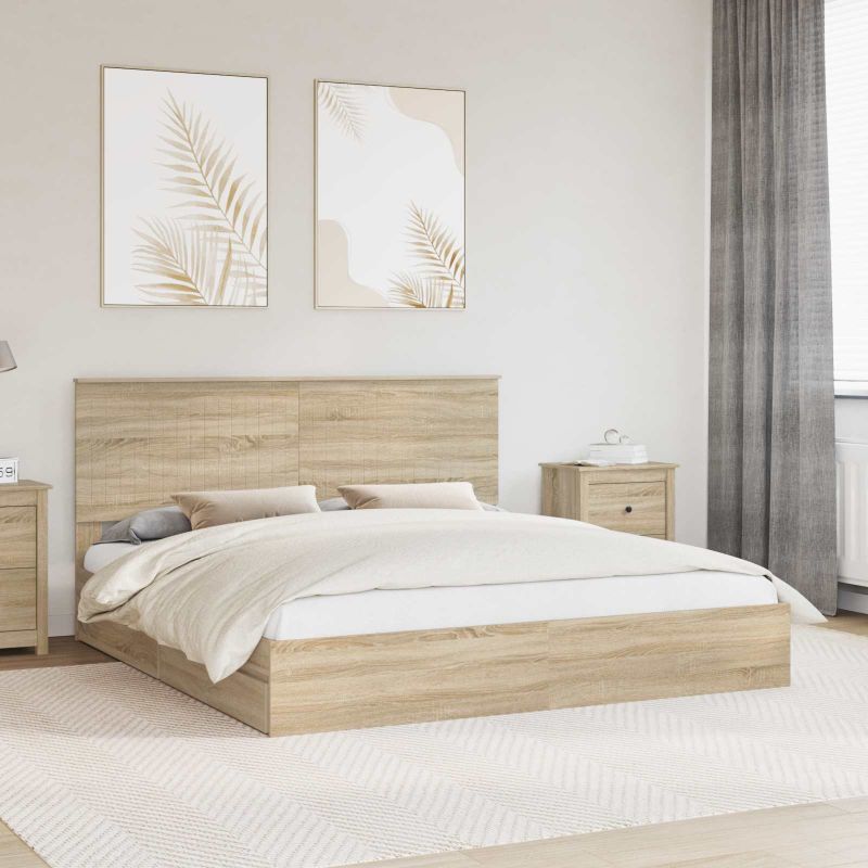 3411182_1.jpg vidaXL Úložná posteľ Sonoma dub 180 x 200 cm Kompozitné drevo – Obrázok 1