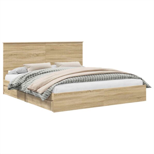 vidaXL Úložná posteľ Sonoma dub 180 x 200 cm Kompozitné drevo – Obrázok 2