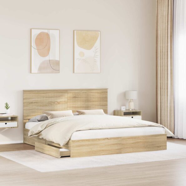 vidaXL Úložná posteľ Sonoma dub 180 x 200 cm Kompozitné drevo – Obrázok 3