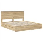 vidaXL Úložná posteľ Sonoma dub 180 x 200 cm Kompozitné drevo – Obrázok 4