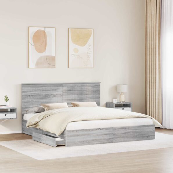 vidaXL Úložná posteľ Sivý Sonoma 180 x 200 cm Kompozitné drevo – Obrázok 3